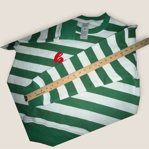 Merry Moments Ho Ho Ho Christmas Sweatshirt Green Striped Size L Holiday - Picture 4 of 6
